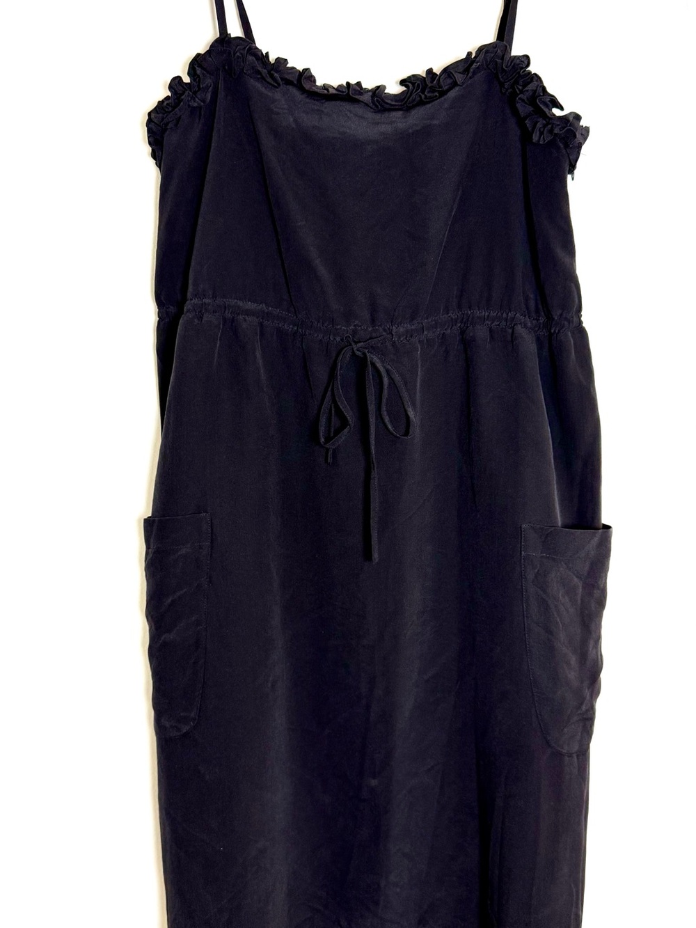 Marc By Marc Jacobs Black Silk Sleeveless Drawstring Pocket Midi Dress